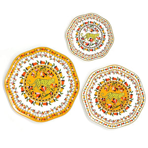 Set of 3 Tropical Love Bone China Plates