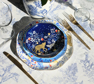 Set of 3 Amazon Rainforest Blue Bone China Plates