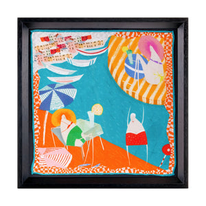 Amalfi Coast Black Framed Silk Scarf