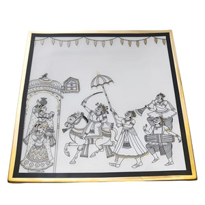 Hand-Decorated Bappuji ki Phad Square Platter