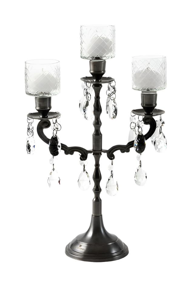 Set of 2 Lotus & Crystal Candleholders