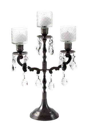 Set of 2 Lotus & Crystal Candleholders