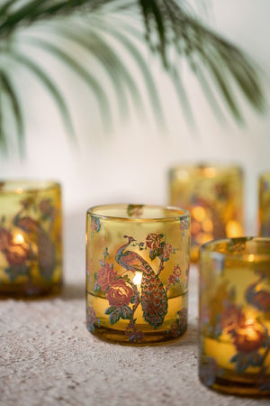 Peacock Handblown Candle Votiv