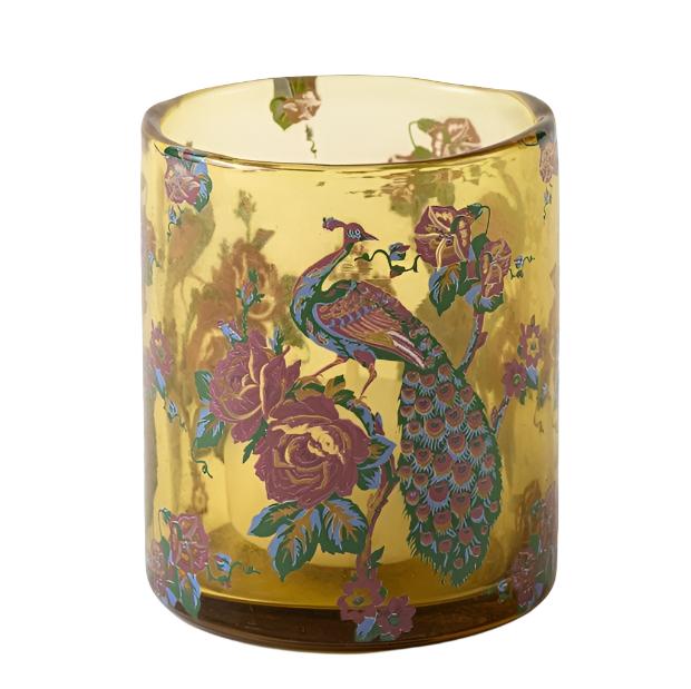 Peacock Handblown Candle Votiv