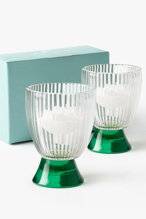 Set of 2 Emerald Glass Votivs