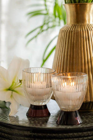 Set of 2 Amethyst Glass Votivs