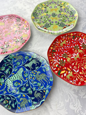 Set of 4 Leopards Forest Salad Plates