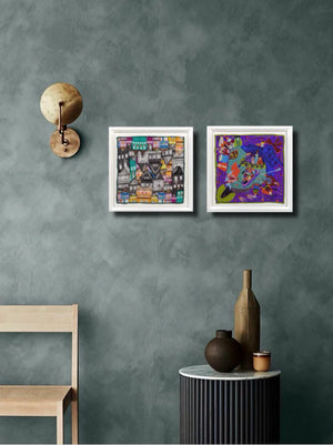 Venice Carnival Black Framed Silk Scarf