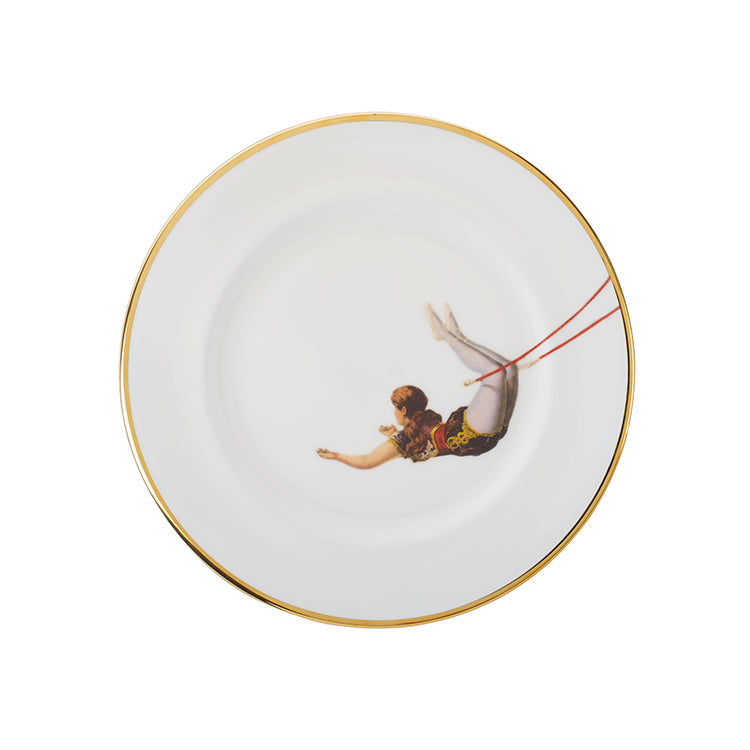 Set of 4 Trapeze Girl 22kt Gold Salad Plates
