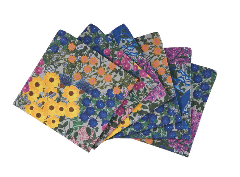 Set of 6 Organic Cotton Wildflower Table Napkins