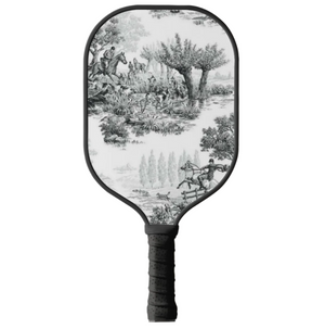 Toile de Jouy Inspired Pickleball Paddle Racket B&W