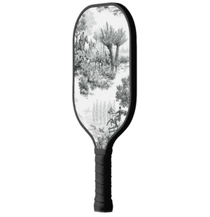 Toile de Jouy Inspired Pickleball Paddle Racket B&W