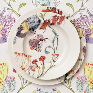 Set of 4 Grandma's Garden Pasta Plates