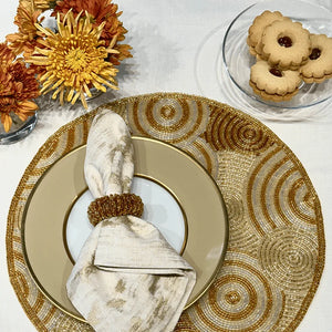 Set of 4 Pearl Gold Napkin Rings