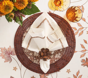 Set of 4 Brown & Gold Begonia Napkin Rings