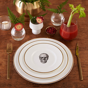 Set of 4 Skull 22k Gold Dinner Plates