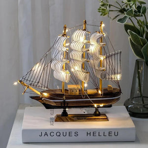 Nordic Wooden Sailboat Sculpture