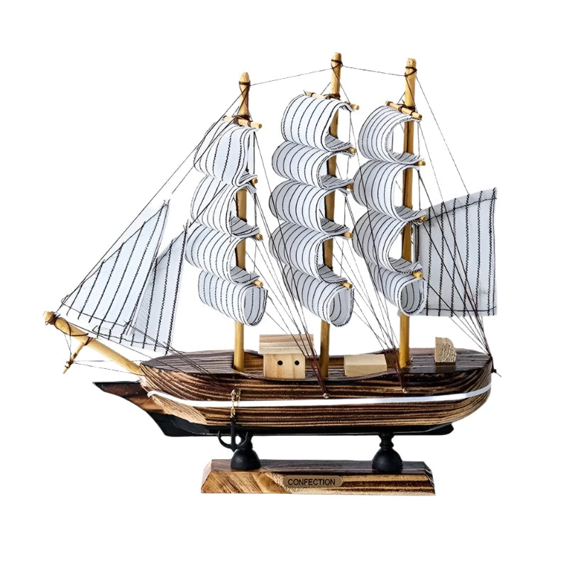 Nordic Wooden Sailboat Sculpture