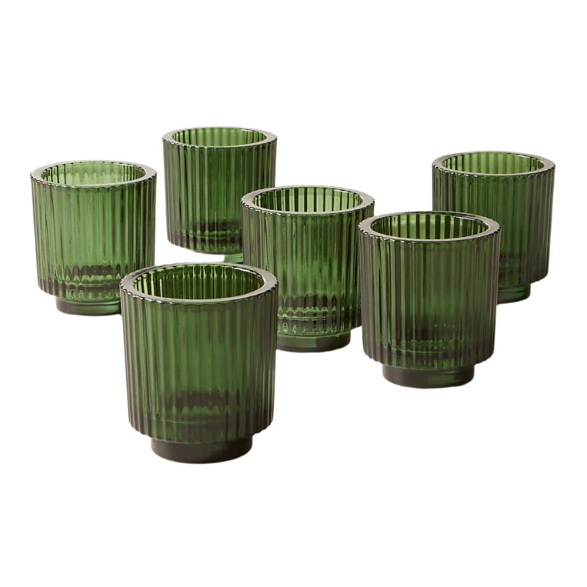 Set of 6 Emerald Candle Votivs