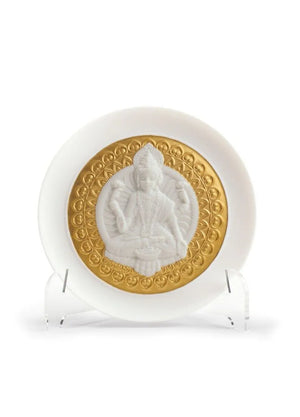 Lladro x Stoviglie: Goddess of Wealth - Lakshmi Decorative Plate. Golden Lustre