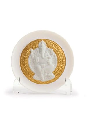 Lladro x Stoviglie: God of Luck - Ganesha Decorative Plate. Golden Lustre