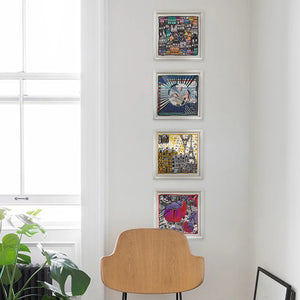 Set of 4 France Travel White Framed Silk Scarf