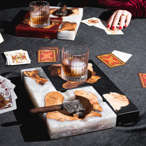 Handcrafted Epoxy Whisky & Cigar Serving Set