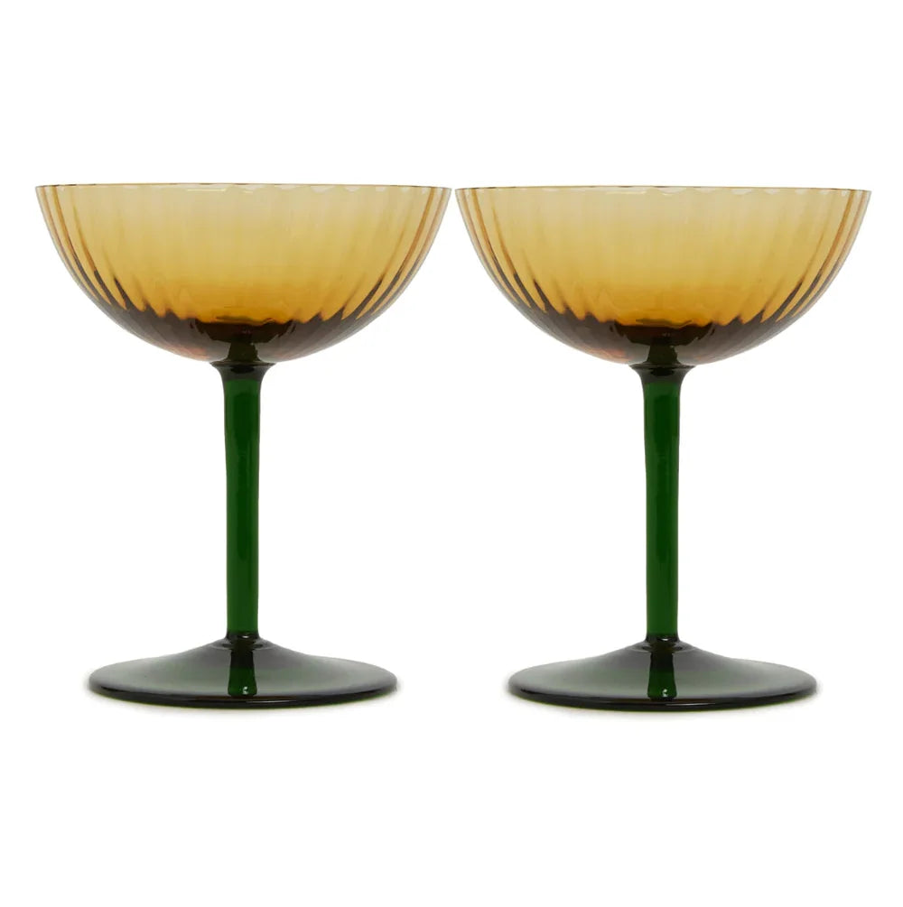 Set of 2 Murano Glass Salviati Coupe