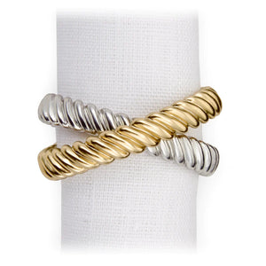 Set of 4 24K Gold & Platinum Twist Napkin Rings