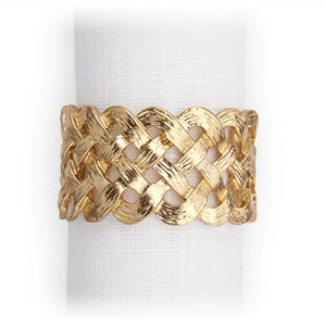 Set of 4 24K Gold & Swarovski Cross Napkin Rings