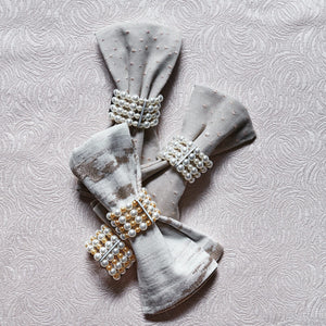 Set of 4 Pearl White Napkin Rings